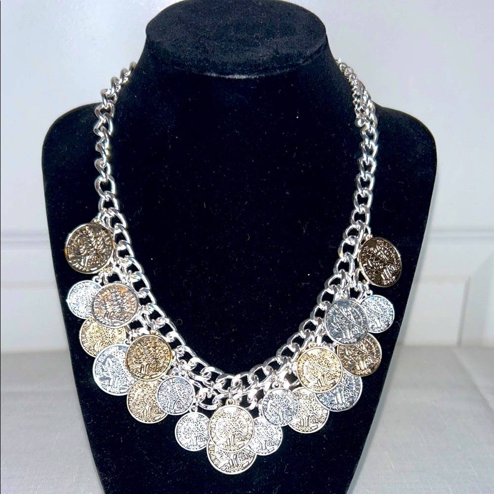 Francaise Republique | Chic Silver and Gold Coin Necklace Bohemian NWOT - Picture 8 of 8